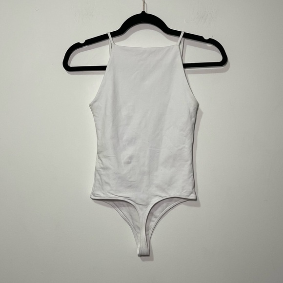 Abercombie & Fitch Women White one pieve high square neck casual bodysuit in XS - Picture 5 of 6